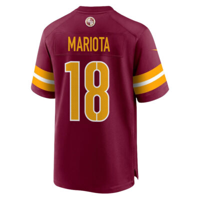 Alternative view of Marcus Mariota 18 Washington Commanders Super Bowl LIX New Orleans Patch Game Men Jersey - Burgundy