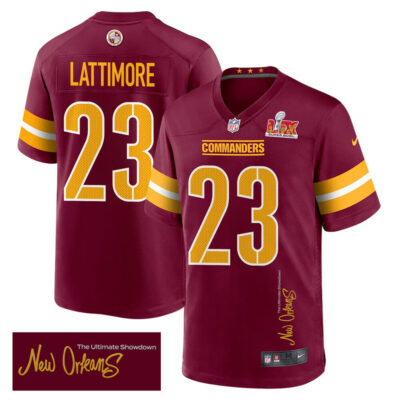 Marshon Lattimore 23 Washington Commanders Super Bowl LIX 'New Orleans - The Ultimate Showdown' Game Men Jersey - Burgundy