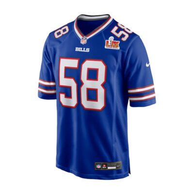 Alternative view of Matt Milano #58 Buffalo Bills Super Bowl LIX Jersey - Men's - Royal