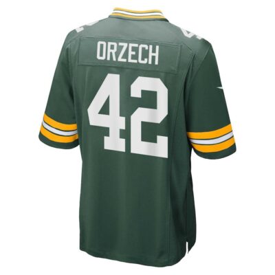 Alternative view of Matt Orzech 42 Green Bay Packers Super Bowl LIX New Orleans Patch Game Men Jersey - Green