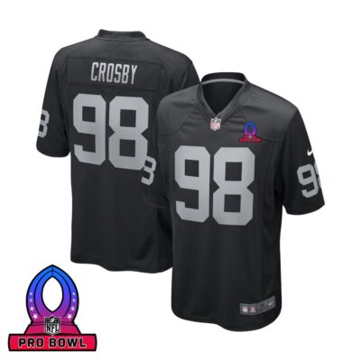 Maxx Crosby 98 Las Vegas Raiders 2025 Pro Bowl Patch Game Men Jersey - Black