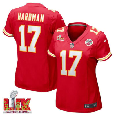 Mecole Hardman #17 Kansas City Chiefs Super Bowl LIX Women's Jersey - Red