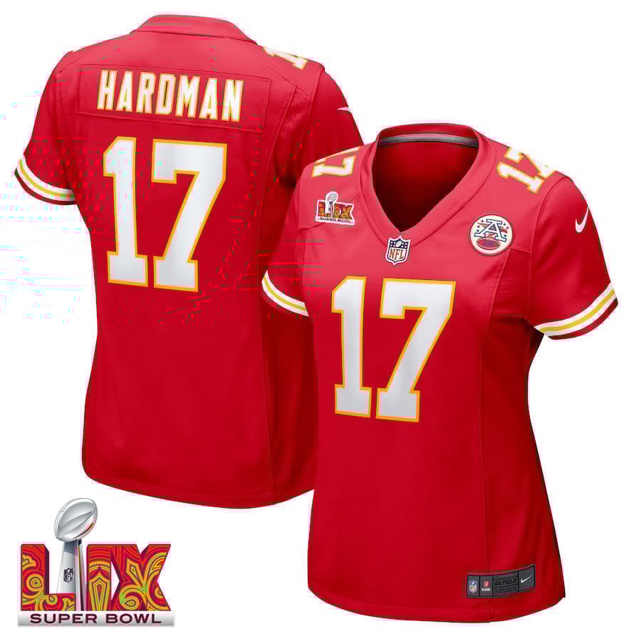 Mecole Hardman #17 Kansas City Chiefs Super Bowl LIX Women's Jersey - Red