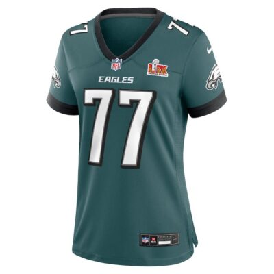 Alternative view of Mekhi Becton #77 Philadelphia Eagles Super Bowl LIX Women's Jersey - Midnight Green