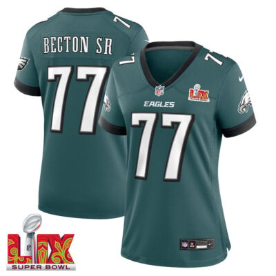 Mekhi Becton #77 Philadelphia Eagles Super Bowl LIX Women's Jersey - Midnight Green