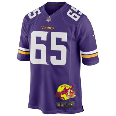 Michael Jurgens 65 Minnesota Vikings Super Bowl LIX New Orleans Patch Game Men Jersey - Purple - Image 3