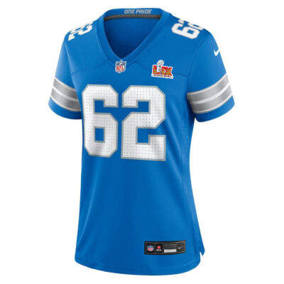 Alternative view of Michael Niese #62 Detroit Lions Super Bowl LIX Women's Jersey - Blue