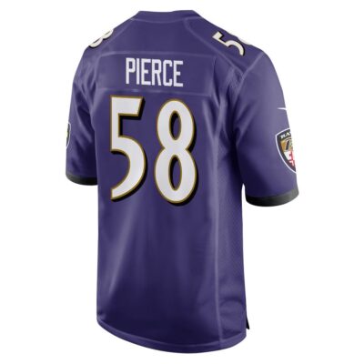 Alternative view of Michael Pierce 58 Baltimore Ravens Super Bowl LIX New Orleans Patch Game Men Jersey - Purple
