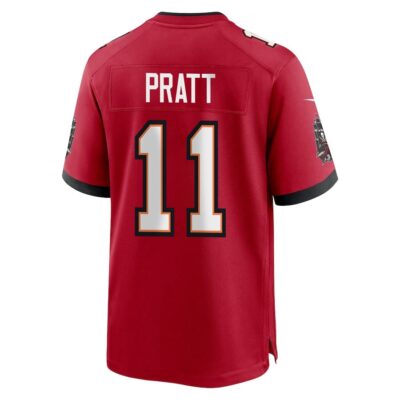 Alternative view of Michael Pratt 11 Tampa Bay Buccaneers Super Bowl LIX New Orleans Patch Game Men Jersey - Red