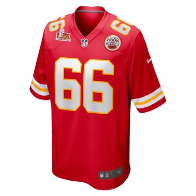 Alternative view of Mike Caliendo #66 Kansas City Chiefs Super Bowl LIX Jersey - Men's - Red