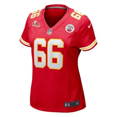 Alternative view of Mike Caliendo #66 Kansas City Chiefs Super Bowl LIX Women's Jersey - Red