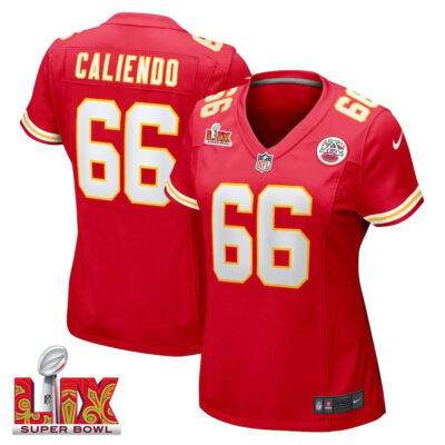 Mike Caliendo #66 Kansas City Chiefs Super Bowl LIX Women's Jersey - Red