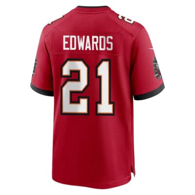 Alternative view of Mike Edwards 21 Tampa Bay Buccaneers Super Bowl LIX New Orleans Patch Game Men Jersey - Red