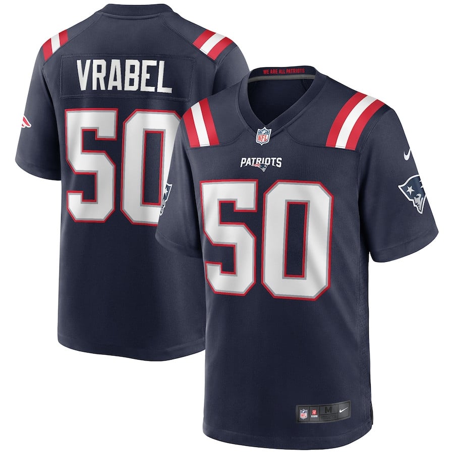 Mike Vrabel 50 New England Patriots Game Retired Player Men Jersey - Navy