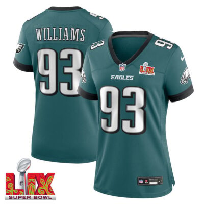 Milton Williams #93 Philadelphia Eagles Super Bowl LIX Women's Jersey - Midnight Green