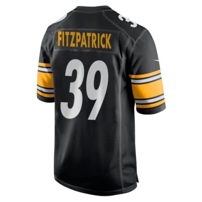 Alternative view of Minkah Fitzpatrick 39 Pittsburgh Steelers Super Bowl LIX New Orleans Patch Game Men Jersey - Black