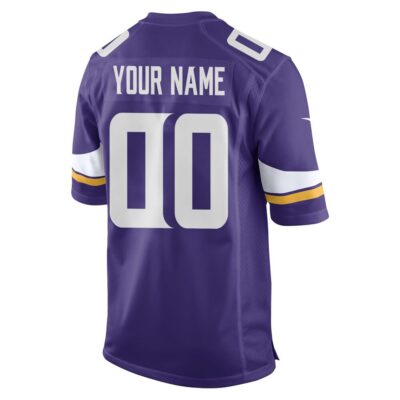 Alternative view of Minnesota Vikings Super Bowl LIX New Orleans Patch Game Men Custom Jersey - Purple