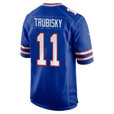Alternative view of Mitchell Trubisky 11 Buffalo Bills Super Bowl LIX New Orleans Patch Game Men Jersey - Royal