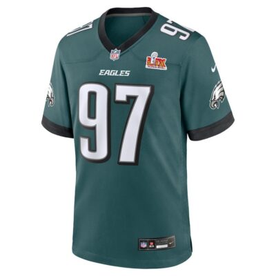 Alternative view of Moro Ojomo #97 Philadelphia Eagles Super Bowl LIX Jersey - Men's - Midnight Green
