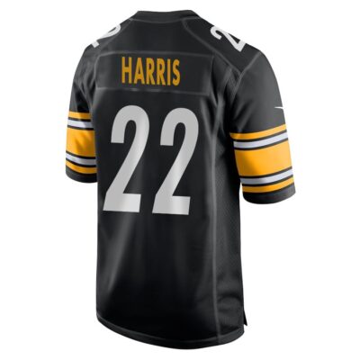 Alternative view of Najee Harris 22 Pittsburgh Steelers Super Bowl LIX New Orleans Patch Game Men Jersey - Black