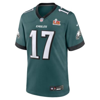 Alternative view of Nakobe Dean #17 Philadelphia Eagles Super Bowl LIX Jersey - Men's - Midnight Green