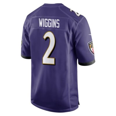 Alternative view of Nate Wiggins 2 Baltimore Ravens Super Bowl LIX New Orleans Patch Game Men Jersey - Purple