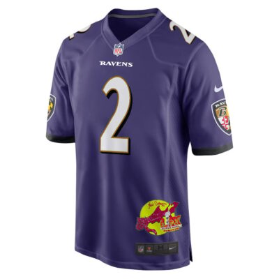 Nate Wiggins 2 Baltimore Ravens Super Bowl LIX New Orleans Patch Game Men Jersey - Purple - Image 3