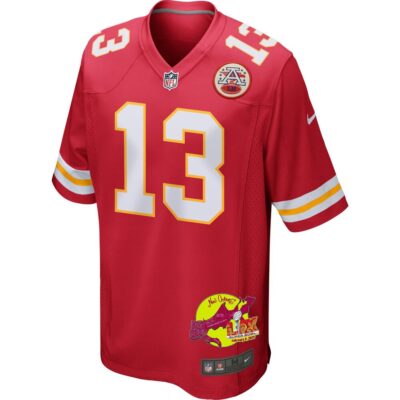 Nazeeh Johnson 13 Kansas City Chiefs Super Bowl LIX New Orleans Patch Game Men Jersey - Red - Image 3