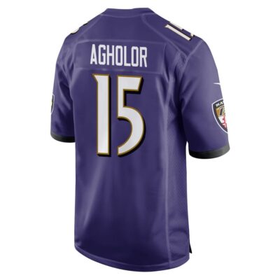 Alternative view of Nelson Agholor 15 Baltimore Ravens Super Bowl LIX New Orleans Patch Game Men Jersey - Purple