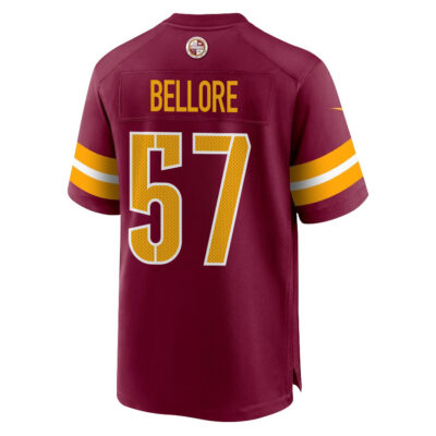 Alternative view of Nick Bellore 57 Washington Commanders Super Bowl LIX New Orleans Patch Game Men Jersey - Burgundy