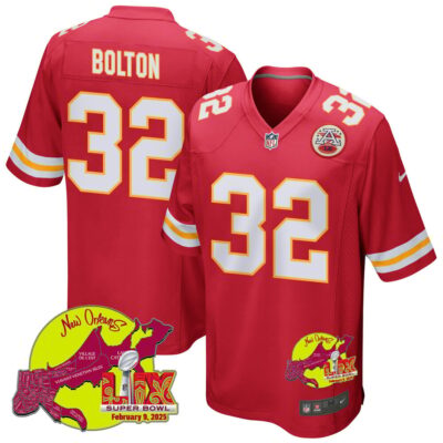 Nick Bolton 32 Kansas City Chiefs Super Bowl LIX New Orleans Patch Game Men Jersey - Red