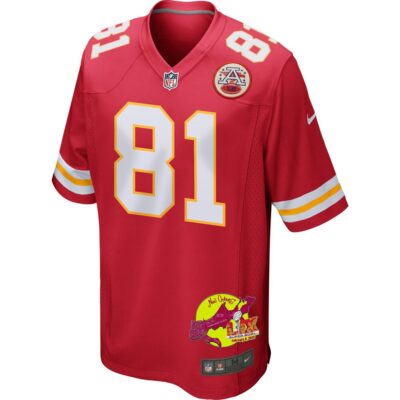 Nikko Remigio 81 Kansas City Chiefs Super Bowl LIX New Orleans Patch Game Men Jersey - Red - Image 3