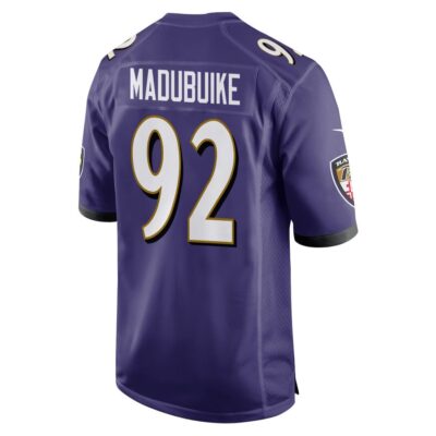 Alternative view of Nnamdi Madubuike 92 Baltimore Ravens Super Bowl LIX New Orleans Patch Game Men Jersey - Purple