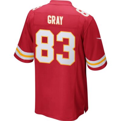 Alternative view of Noah Gray 83 Kansas City Chiefs Super Bowl LIX New Orleans Patch Game Men Jersey - Red