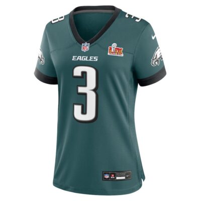 Alternative view of Nolan Smith Jr. #3 Philadelphia Eagles Super Bowl LIX Women's Jersey - Midnight Green
