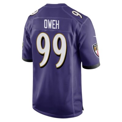 Alternative view of Odafe Oweh 99 Baltimore Ravens Super Bowl LIX New Orleans Patch Game Men Jersey - Purple