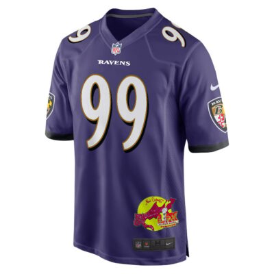 Odafe Oweh 99 Baltimore Ravens Super Bowl LIX New Orleans Patch Game Men Jersey - Purple - Image 3