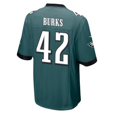 Alternative view of Oren Burks 42 Philadelphia Eagles Super Bowl LIX New Orleans Patch Game Men Jersey - Midnight Green