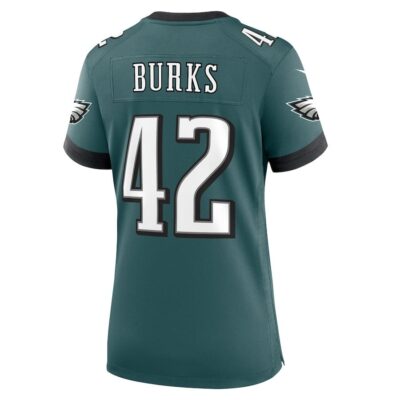 Oren Burks #42 Philadelphia Eagles Super Bowl LIX Women's Jersey - Midnight Green - Image 3