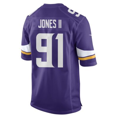 Alternative view of Pat Jones II 91 Minnesota Vikings Super Bowl LIX New Orleans Patch Game Men Jersey - Purple