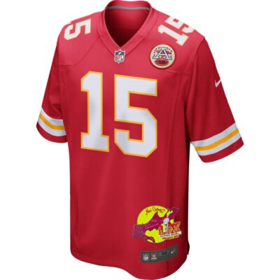 Patrick Mahomes 15 Kansas City Chiefs Super Bowl LIX New Orleans Patch Game Men Jersey - Red - Image 3