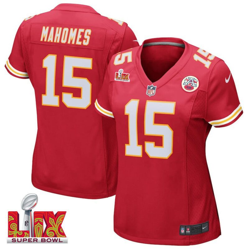 Patrick Mahomes #15 Kansas City Chiefs Super Bowl LIX Women's Jersey - Red