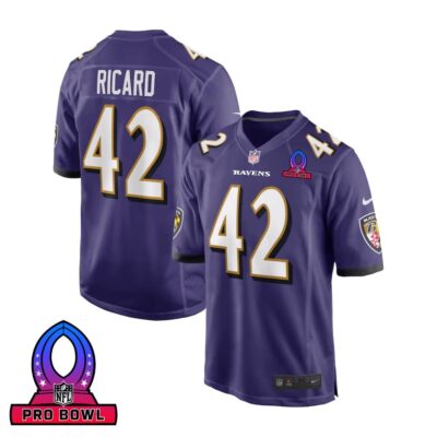 Patrick Ricard 42 Baltimore Ravens 2025 Pro Bowl Patch Game Men Jersey - Purple