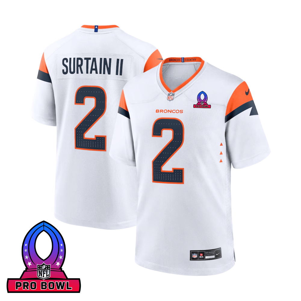 Patrick Surtain II 2 Denver Broncos 2025 Pro Bowl Patch Game Men Jersey - White