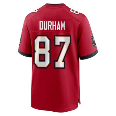 Alternative view of Payne Durham 87 Tampa Bay Buccaneers Super Bowl LIX New Orleans Patch Game Men Jersey - Red