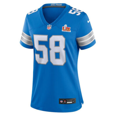 Alternative view of Penei Sewell #58 Detroit Lions Super Bowl LIX Women's Jersey - Blue