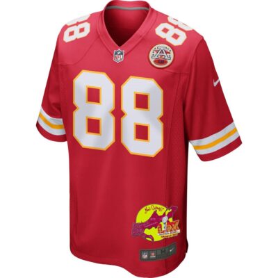 Peyton Hendershot 88 Kansas City Chiefs Super Bowl LIX New Orleans Patch Game Men Jersey - Red - Image 3