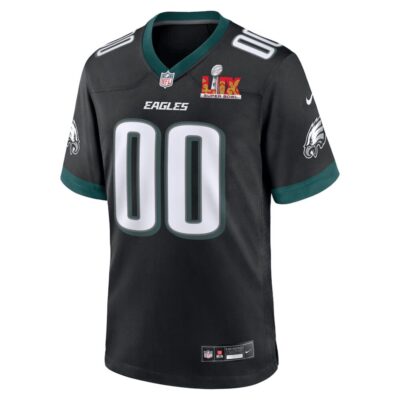 Alternative view of Philadelphia Eagles Super Bowl LIX Patch Alternate Game Men Custom Jersey - Black