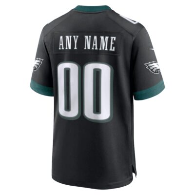 Philadelphia Eagles Super Bowl LIX Patch Alternate Game Men Custom Jersey - Black - Image 3