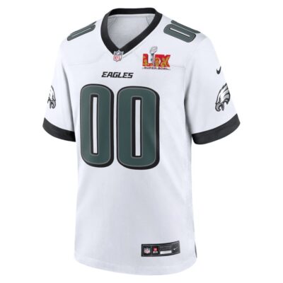 Alternative view of Philadelphia Eagles Super Bowl LIX Patch Game Men Custom Jersey - White